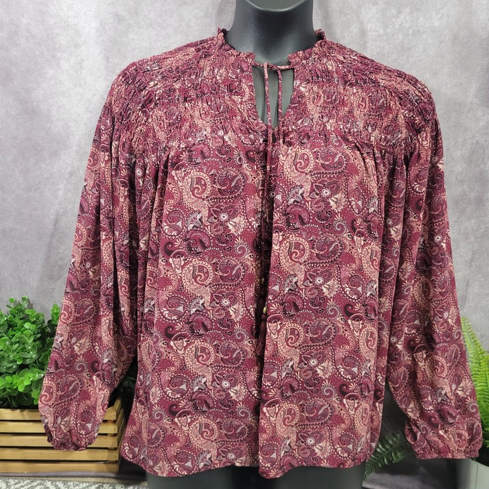 Knox Rose Women's Casual Paisley Soft Comfy Blouse size Large